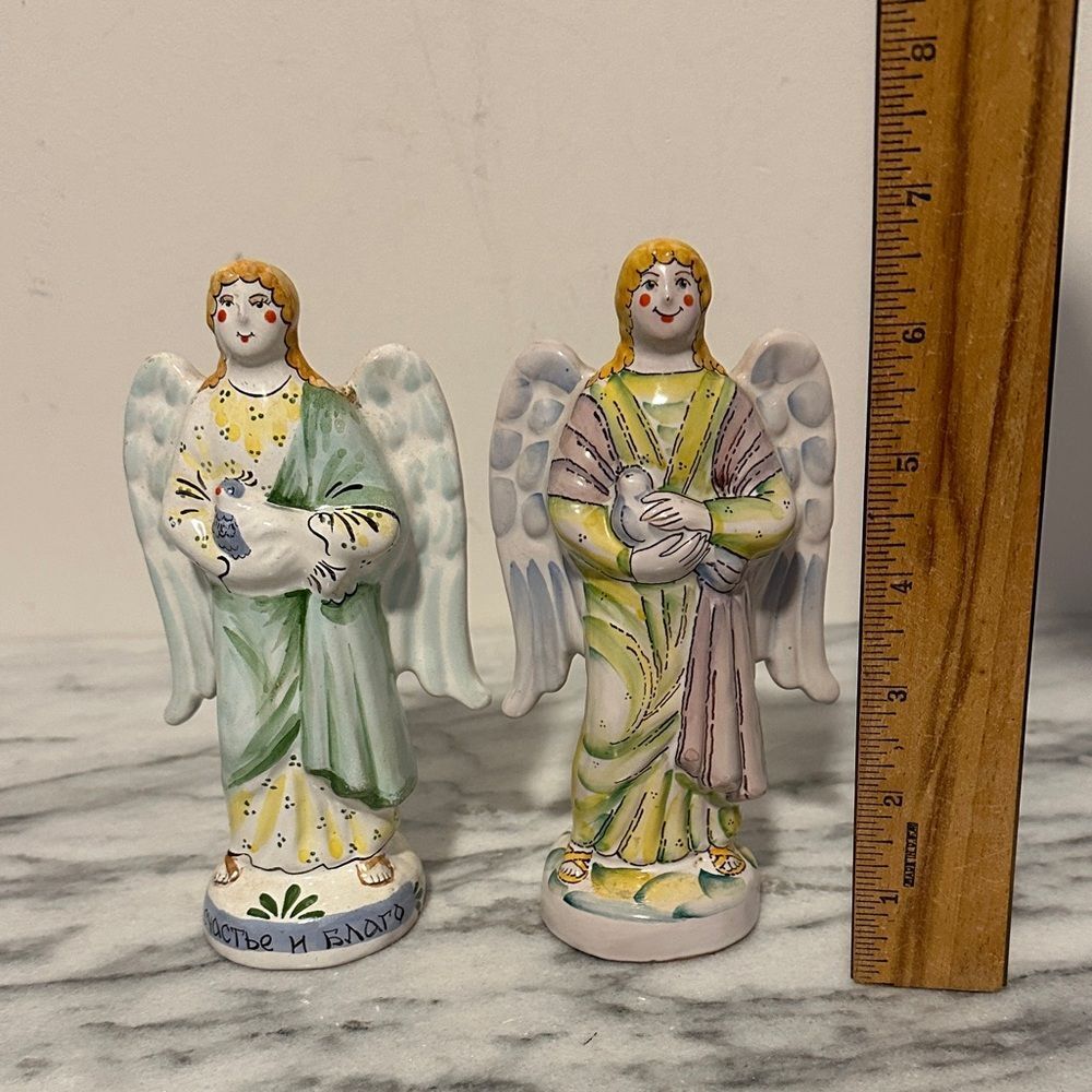 Pair of Hand-Painted Angel Figurines Russian - Picture 6 of 9